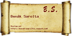 Benák Sarolta névjegykártya